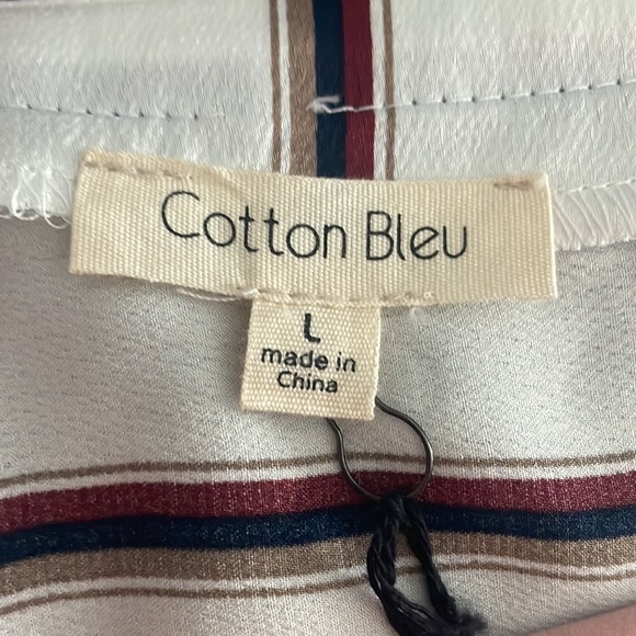 NWT Stripe Ruffle Hem Button Down - Picture 2 of 6